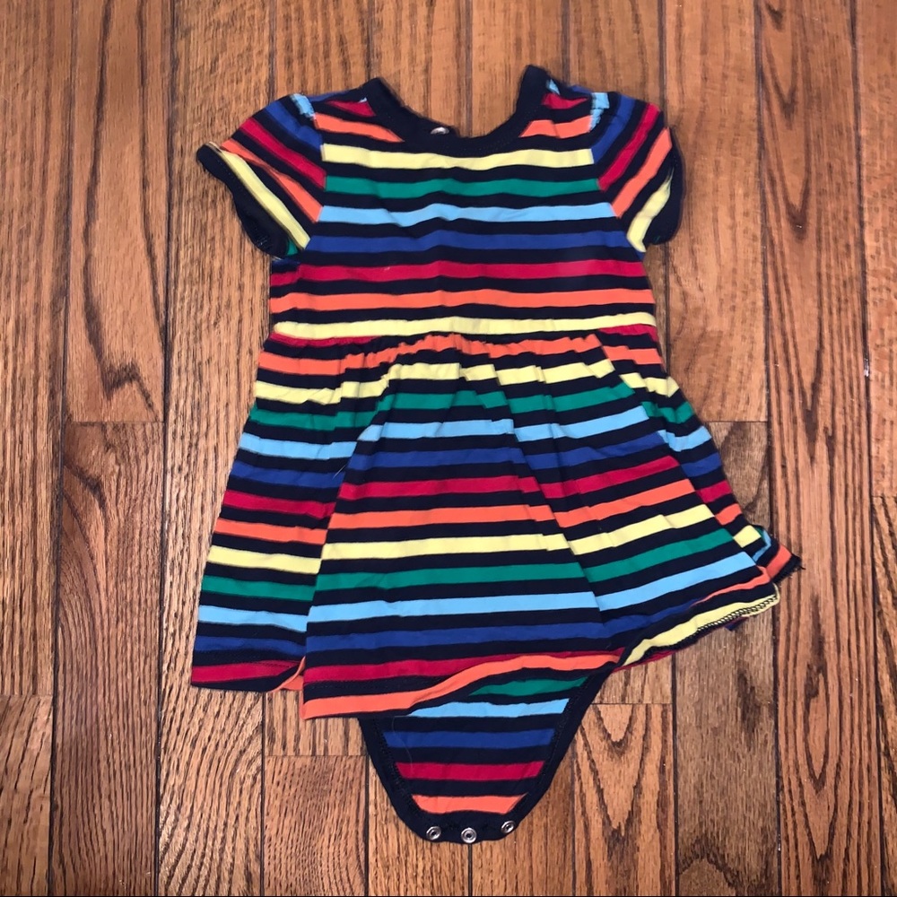 6-12 month Baby Dress in Rainbow Stripe